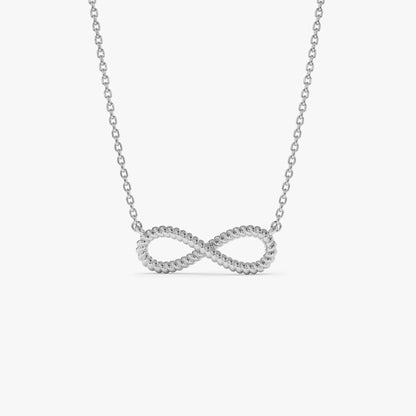 14k Solid Gold Twist Rope Infinity Pendant Necklace