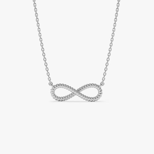 14k Solid Gold Twist Rope Infinity Pendant Necklace
