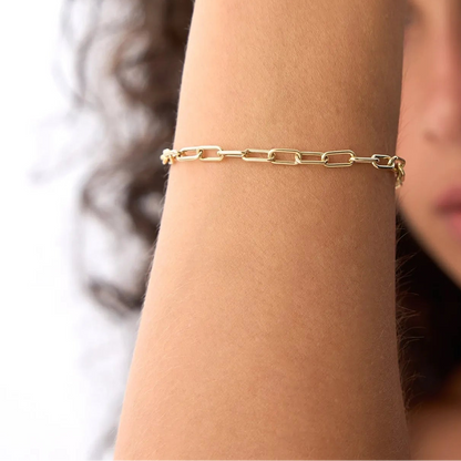 14K Gold 8mm Paperclip Link Chain Bracelet