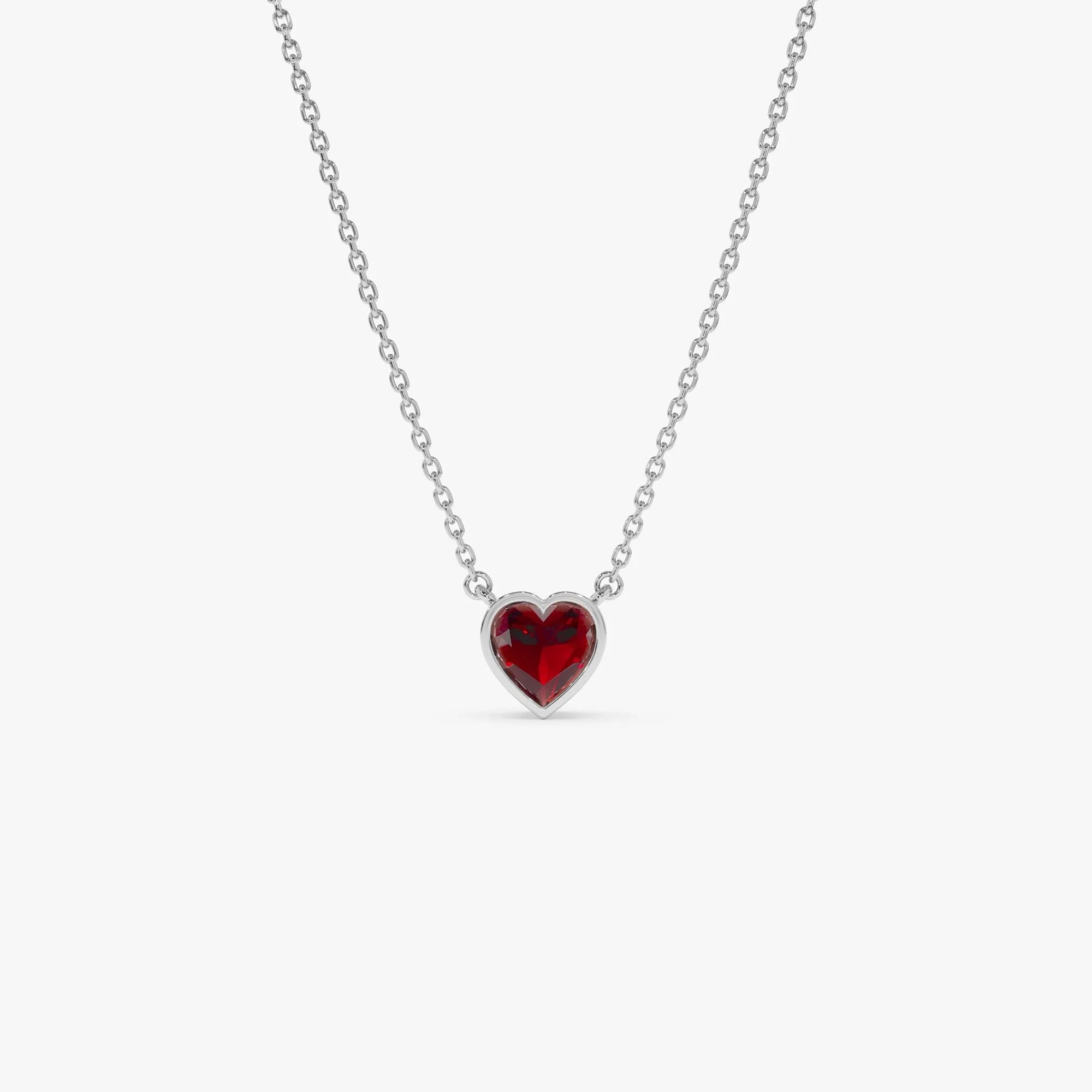 14k Solid Gold Garnet Heart Shaped Layering Necklace 0.55 Carat