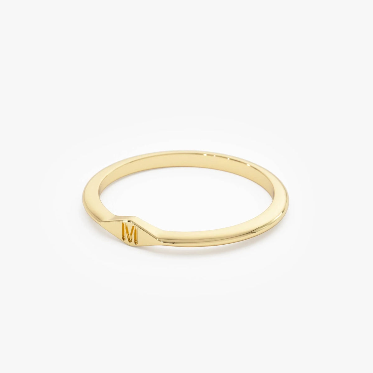 14k Gold Diamond Shape Initial Ring Graduated Band
