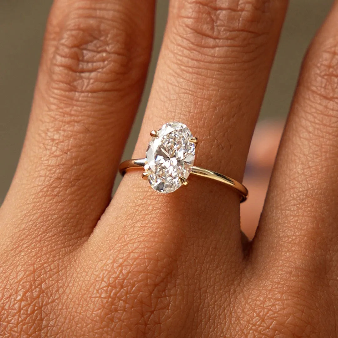 14k Gold 2.00 Carat Oval Cut Lab Grown Diamond Prong Setting Engagement Ring Odessa