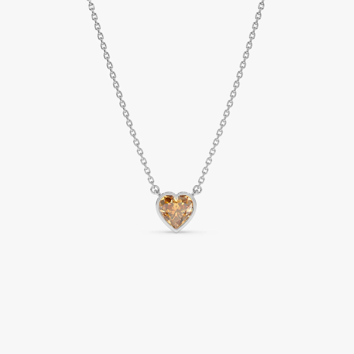 14k Solid Gold Citrine Heart Shaped Layering Necklace 0.40 Carat