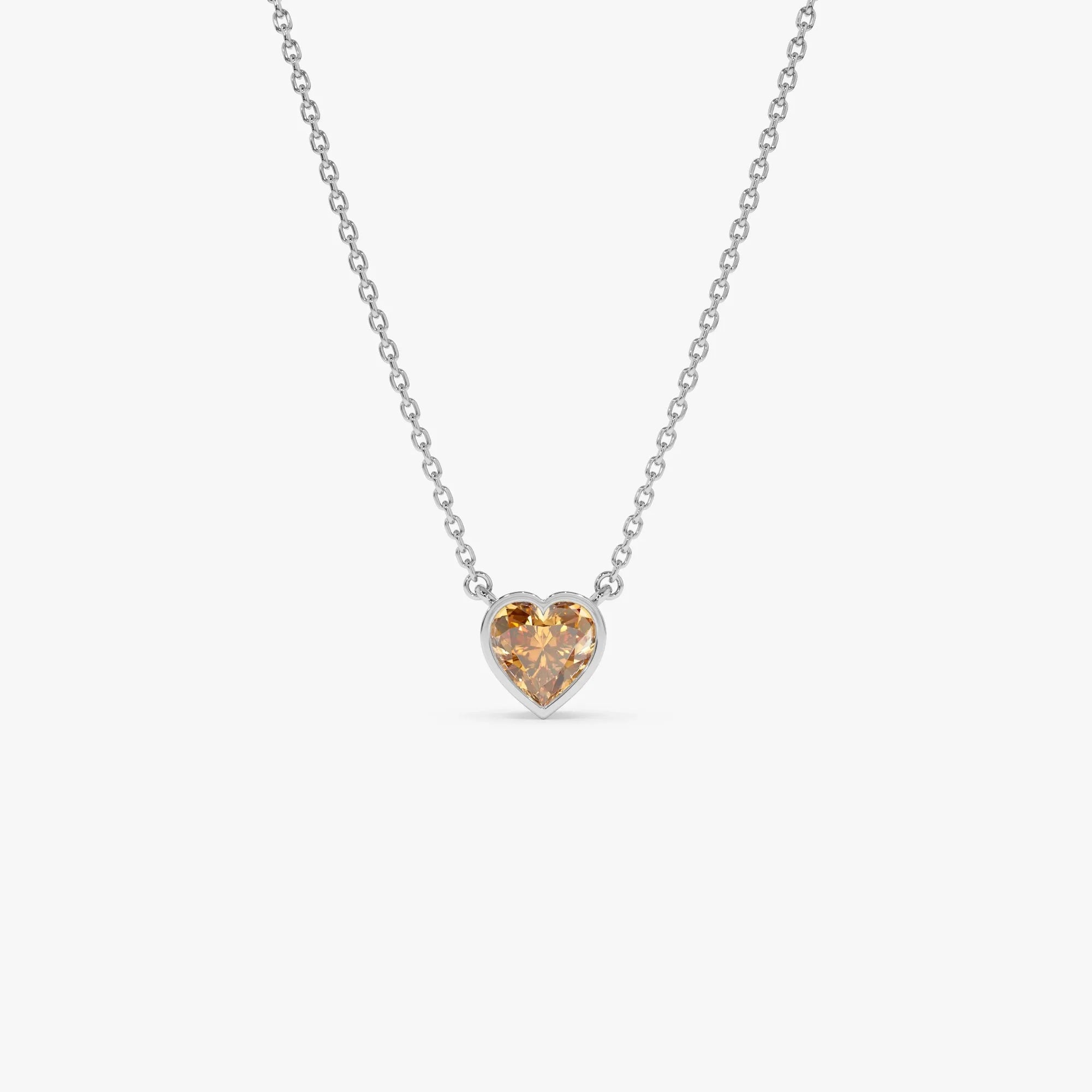 14k Solid Gold Citrine Heart Shaped Layering Necklace 0.40 Carat