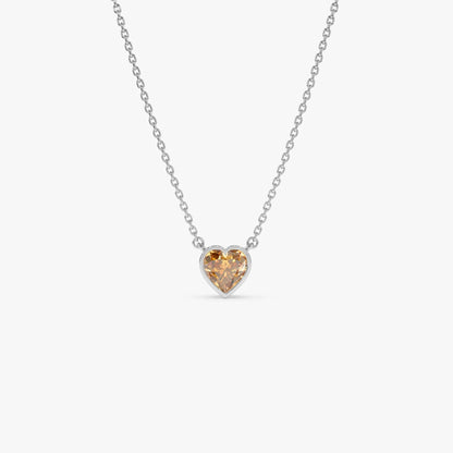 14k Solid Gold Citrine Heart Shaped Layering Necklace 0.40 Carat