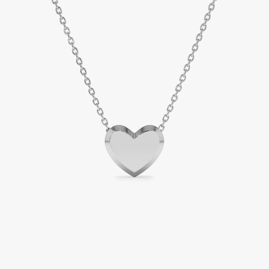 14k Solid Gold Puffed Heart Slider Pendant Necklace