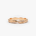 14K Gold Round Diamond Micro Pave Weaving Braid Eternity Ring 2.2MM 0.27 CTW