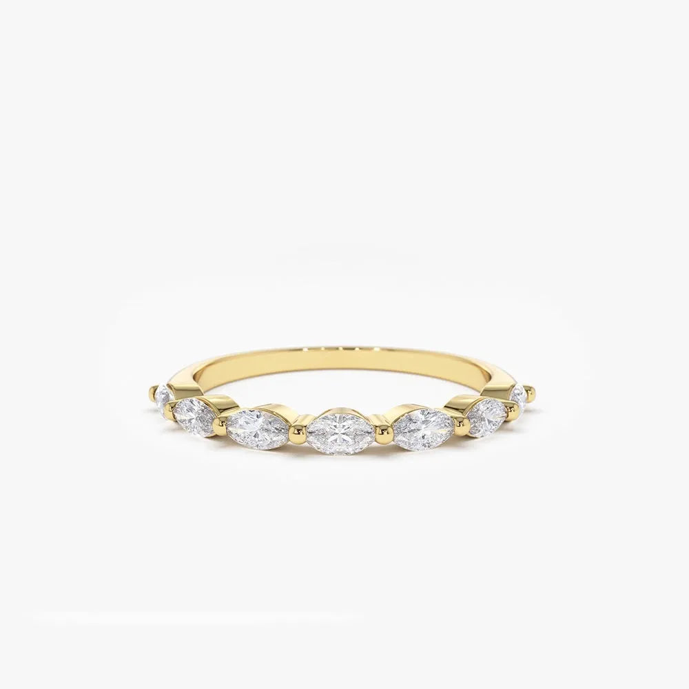 14k Gold Marquise Cut Diamond Shared Prong Band 0.56 ctw