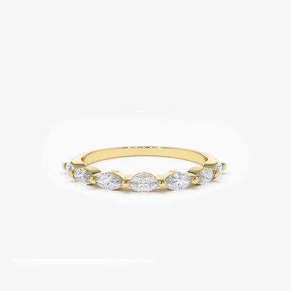 14k Gold Marquise Cut Diamond Shared Prong Band 0.56 ctw