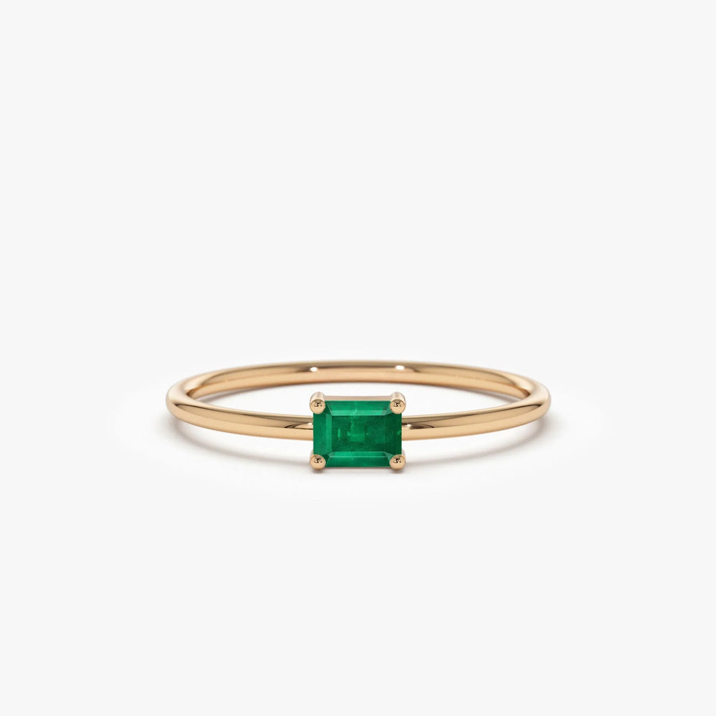 14K Solid Gold Octagon Emerald Ring 0.25 CTW Handcrafted Custom Jewelry