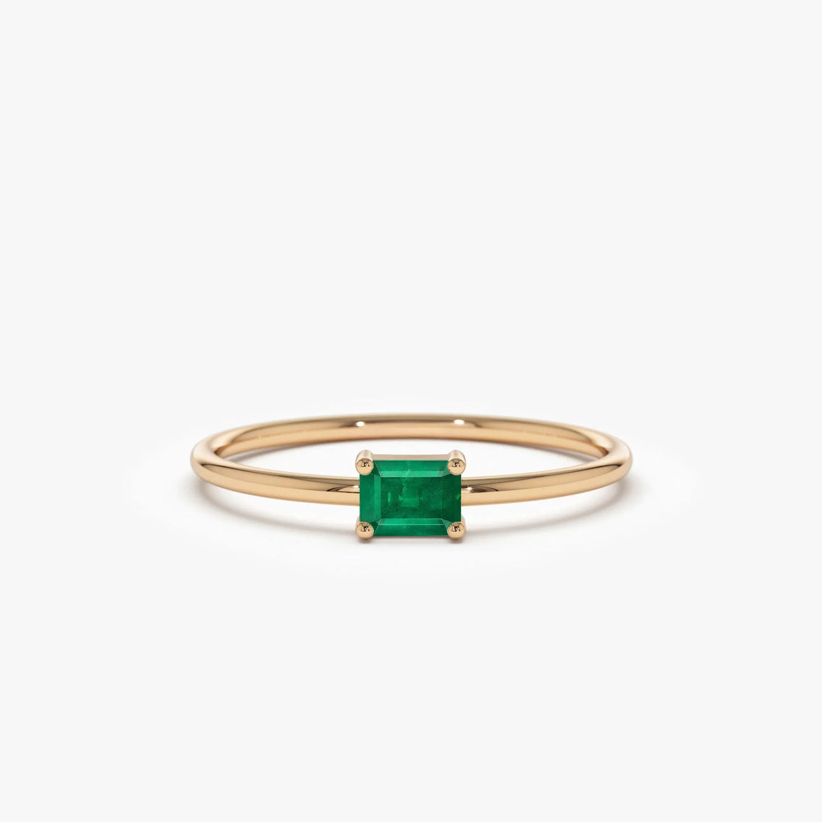 14K Solid Gold Octagon Emerald Ring 0.25 CTW Handcrafted Custom Jewelry