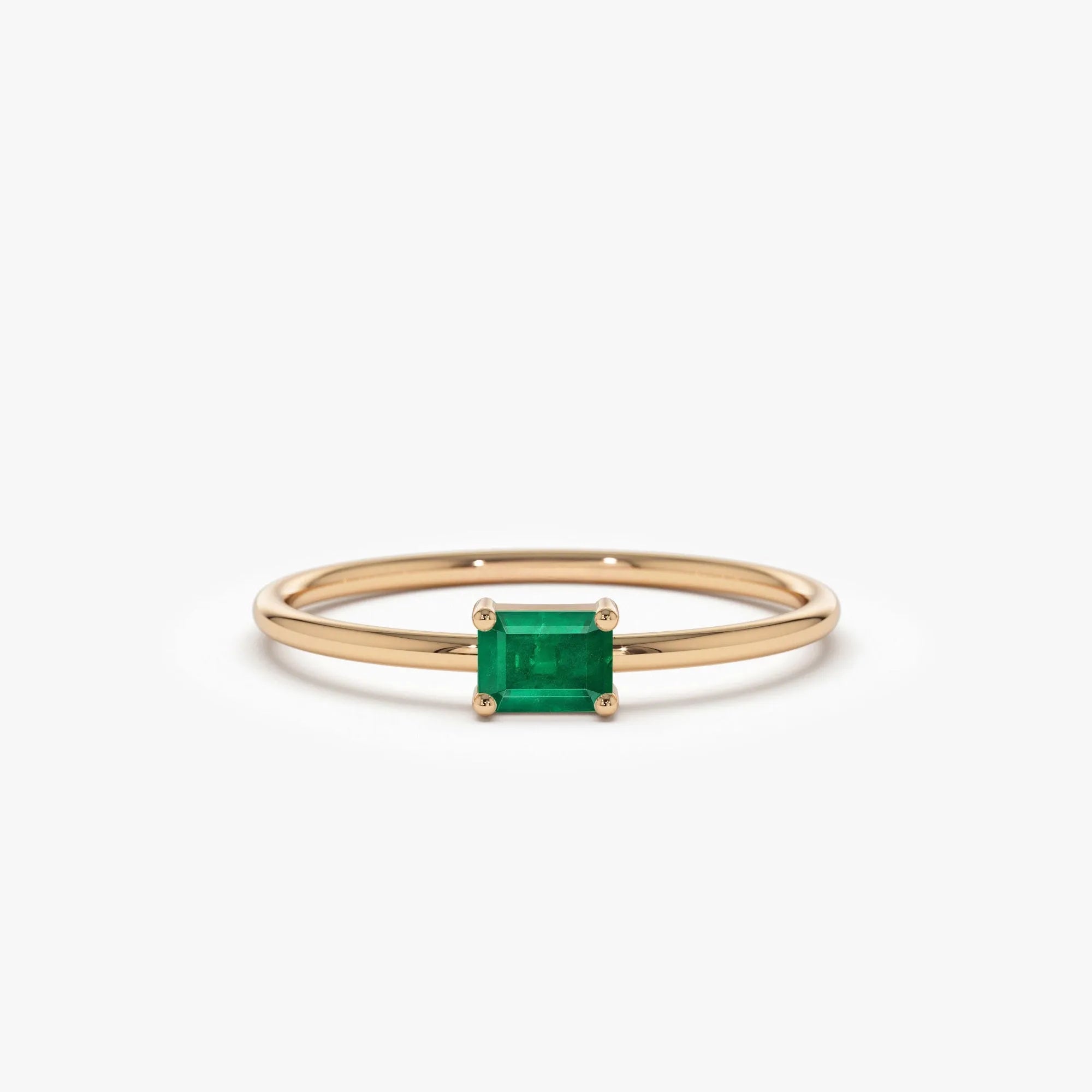 14K Solid Gold Octagon Emerald Ring 0.25 CTW Handcrafted Custom Jewelry