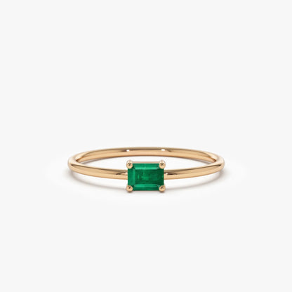14K Solid Gold Octagon Emerald Ring 0.25 CTW Handcrafted Custom Jewelry