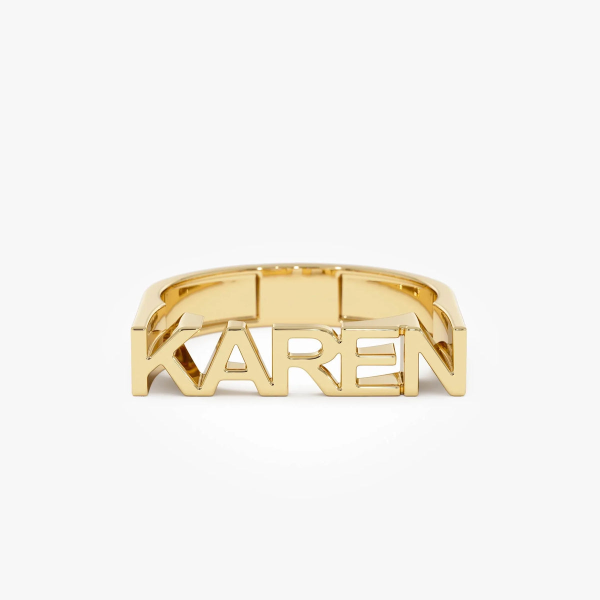 14K Gold Personalized Bold Nameplate Ring Custom Jewelry