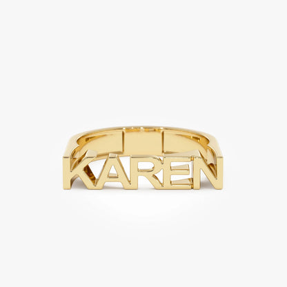 14K Gold Personalized Bold Nameplate Ring Custom Jewelry
