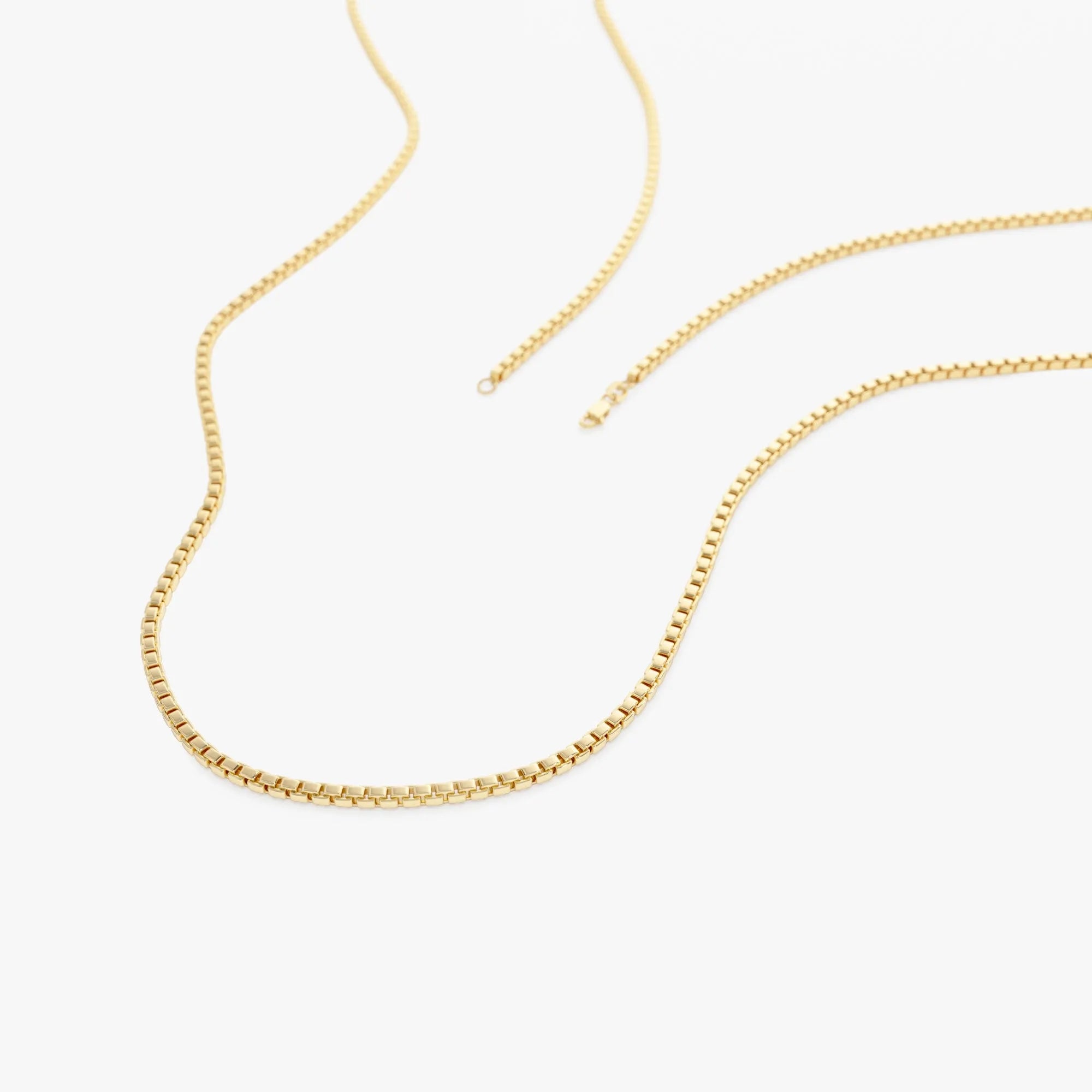 14k Solid Yellow Gold Box Chain Link Necklace