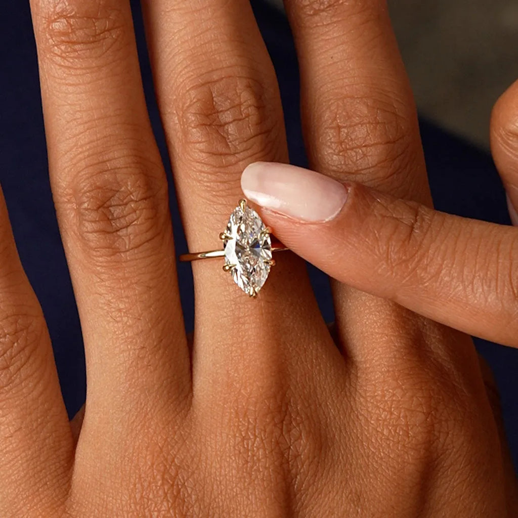 14k Gold 2.10 Ctw Marquise Lab Grown Diamond Hidden Halo Engagement Ring