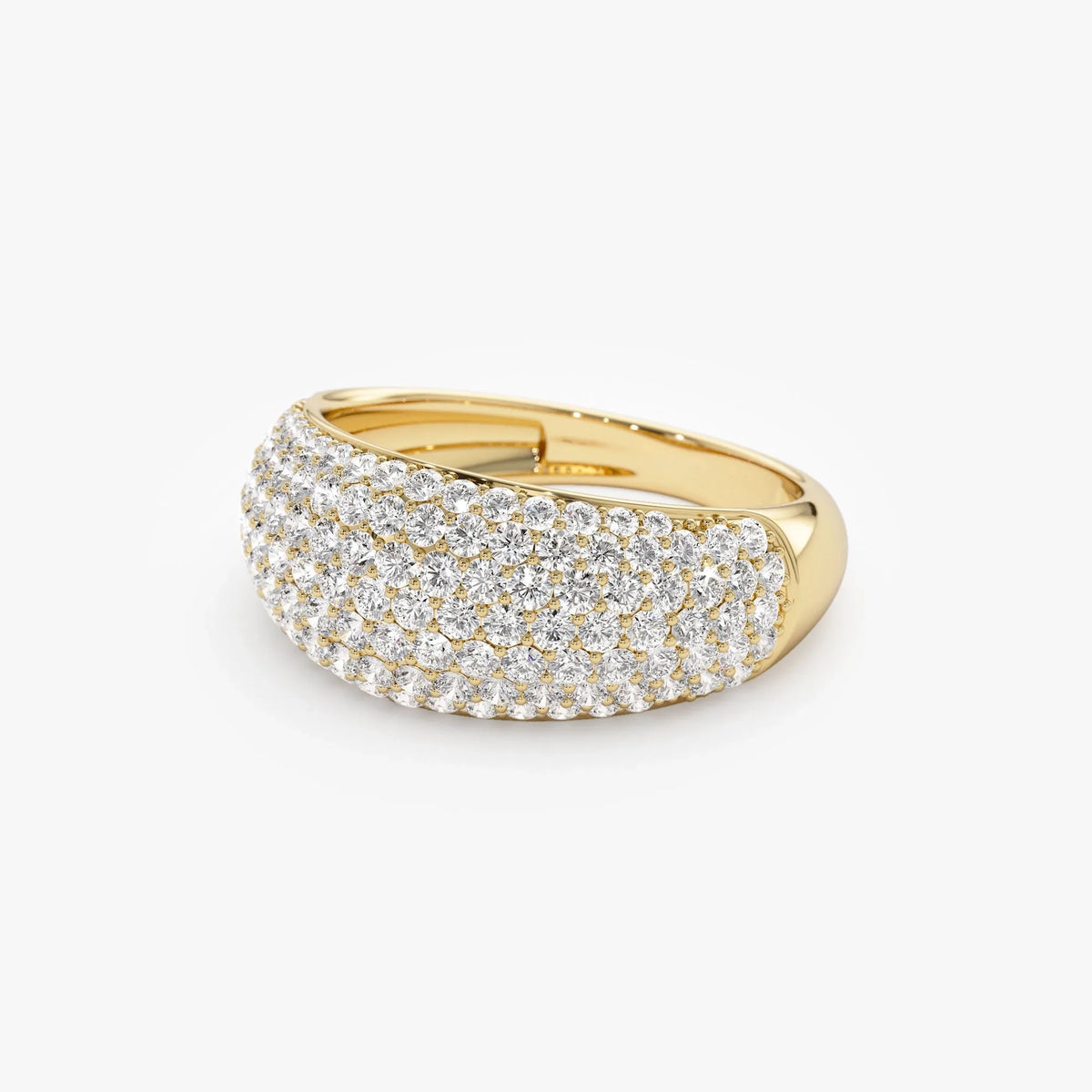 14k Solid Gold Round Diamond 0.99 Carat Chunky Dome Pave Setting Statement Ring