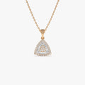 14K Solid Gold 0.42 CTW Round Baguette and Princess Cut Diamond Triangle Cluster Necklace
