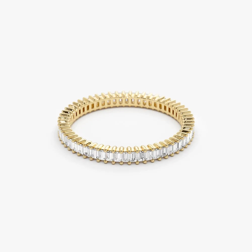 14k Solid Gold Baguette Diamond 0.75 Carat Full Eternity Stackable Band Ring