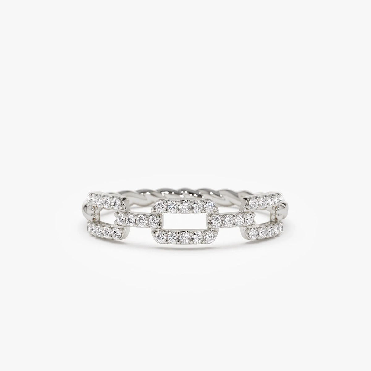 14k Gold Diamond Round Cut Chain Link Twisted Rope Band Ring 0.35 ctw