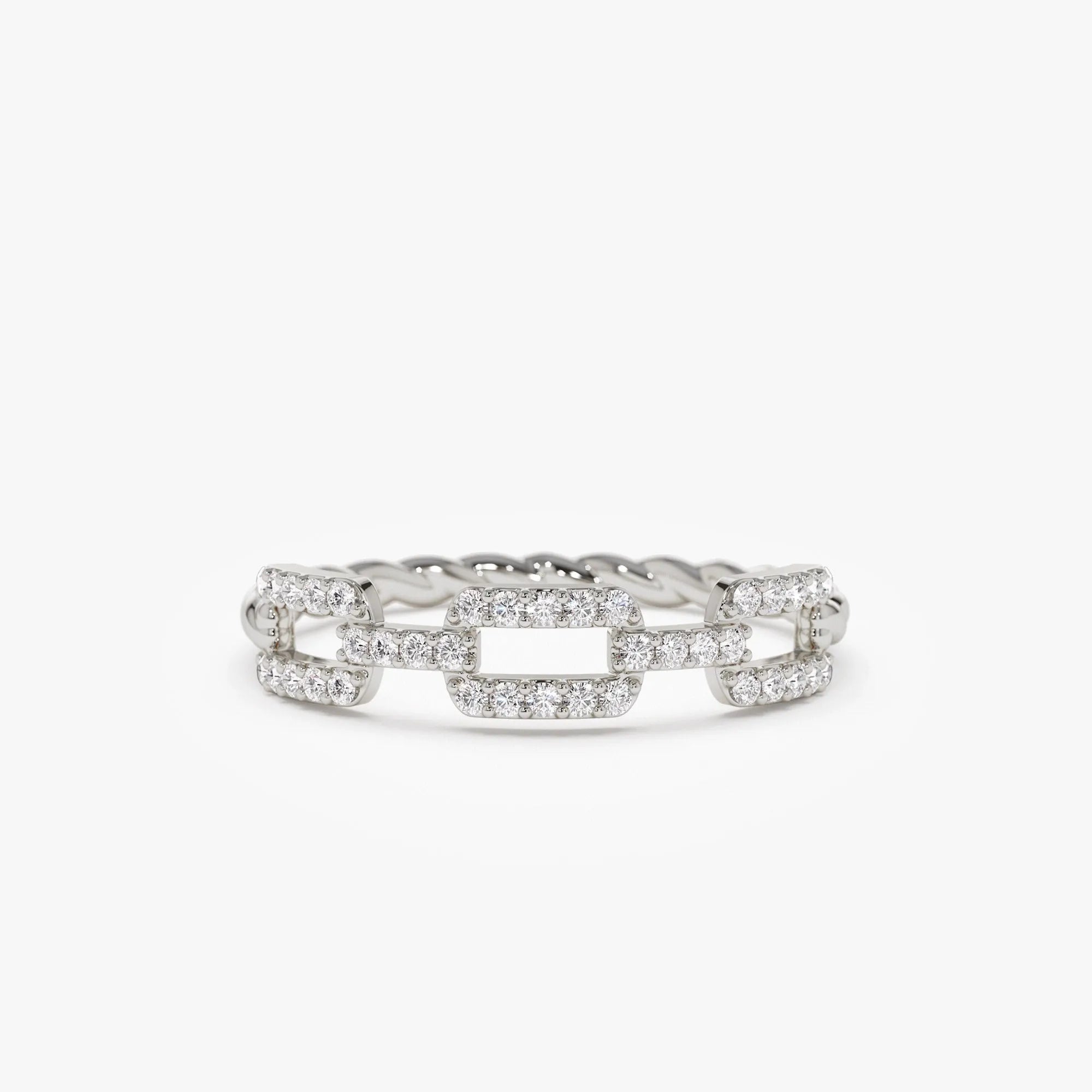 14k Gold Diamond Round Cut Chain Link Twisted Rope Band Ring 0.35 ctw