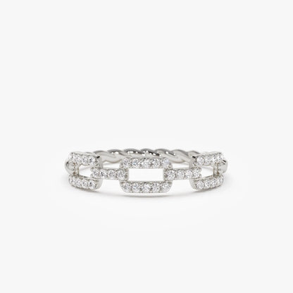 14k Gold Diamond Round Cut Chain Link Twisted Rope Band Ring 0.35 ctw