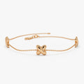 14k Gold X Shape Station Link Bracelet with Charms