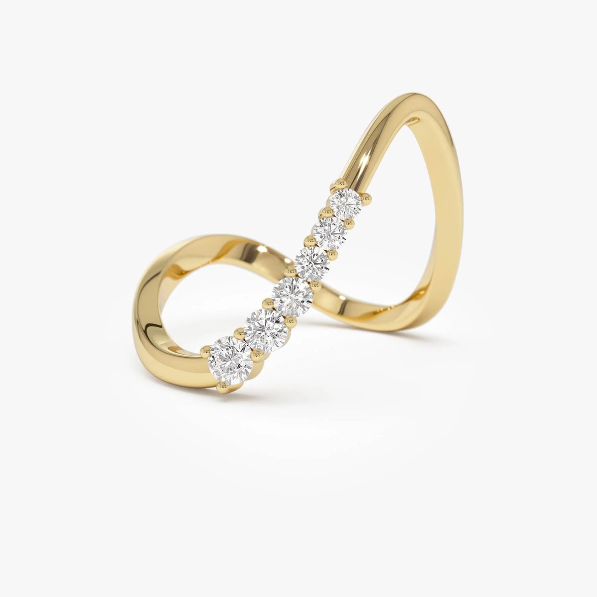 14k Gold Diamond Round Cut Open Twist Ring 0.30 ctw