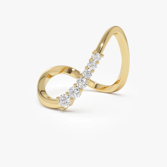 14k Gold Diamond Round Cut Open Twist Ring 0.30 ctw