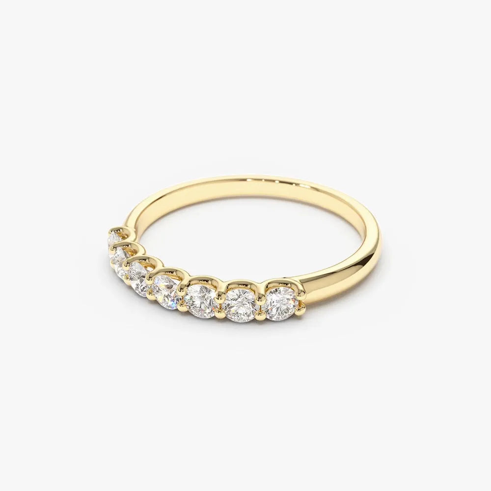 14k Gold 0.45 CTW Round Diamond 7 Stone U-Shaped Wedding Band