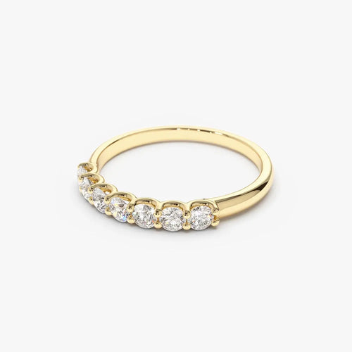 14k Gold 0.45 CTW Round Diamond 7 Stone U-Shaped Wedding Band