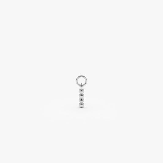 14k Solid Gold Beaded Hoop Earring Charm Minimalist Design