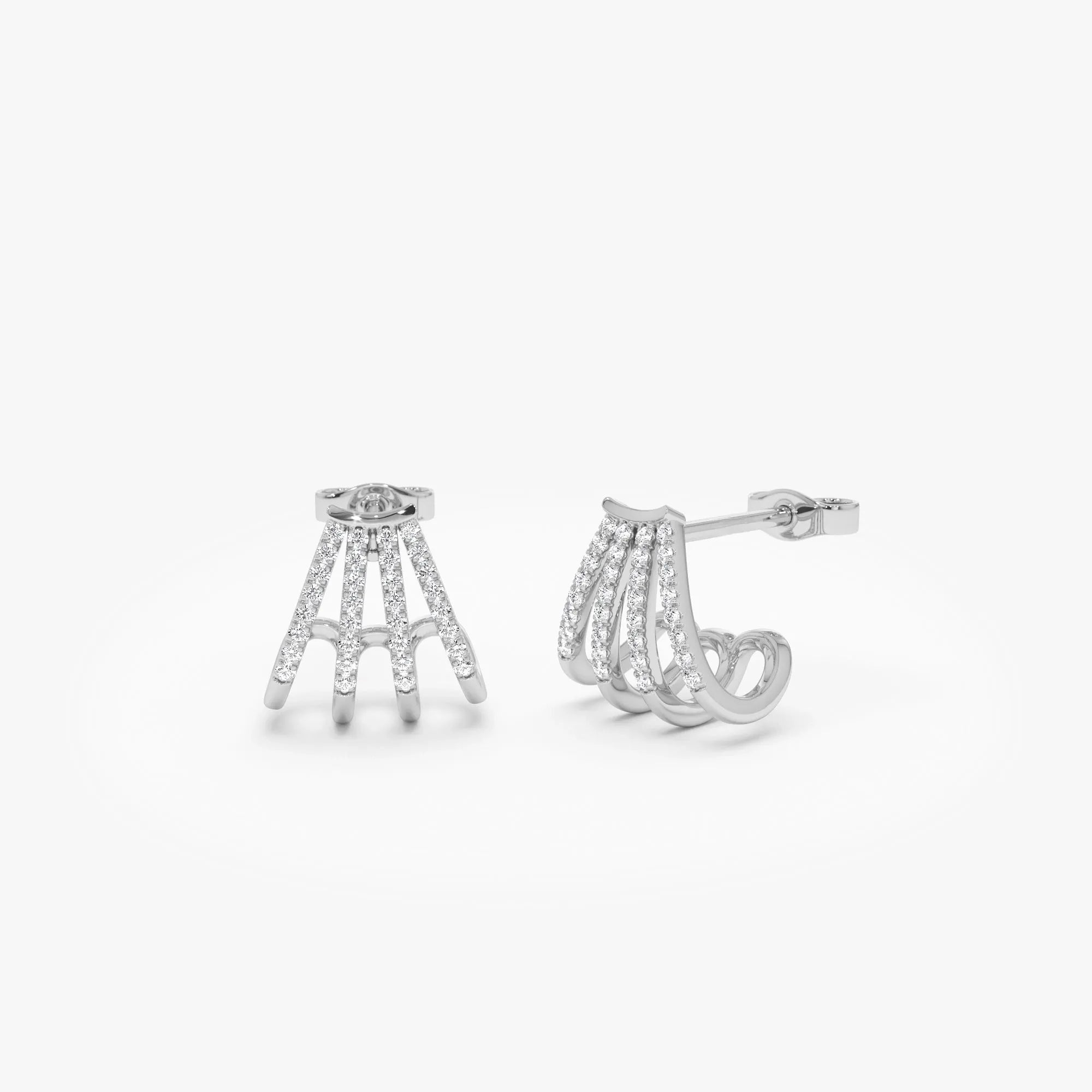 14k Gold Diamond Round Cut Multi Huggie Earrings 0.27 ctw