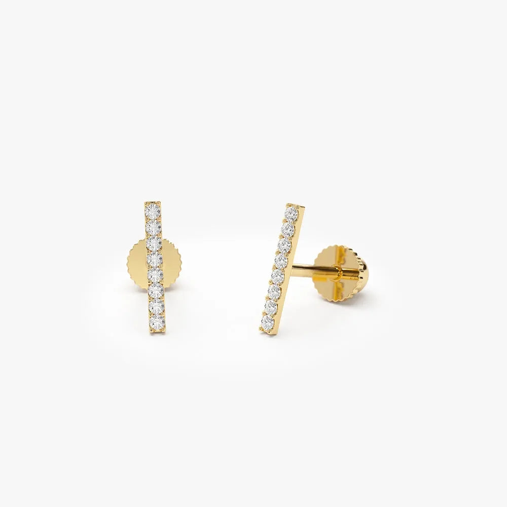 14k Gold Diamond Round Cut Bar Helix Piercing Single Earring 0.07 ctw