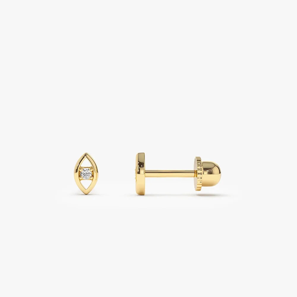 14k Gold Diamond Round Cut Evil Eye Helix Piercing Single Earring 0.025 ctw