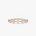 14K Solid Gold 0.25 CTW Round Diamond 7 Stone Micro Prong Wedding Ring