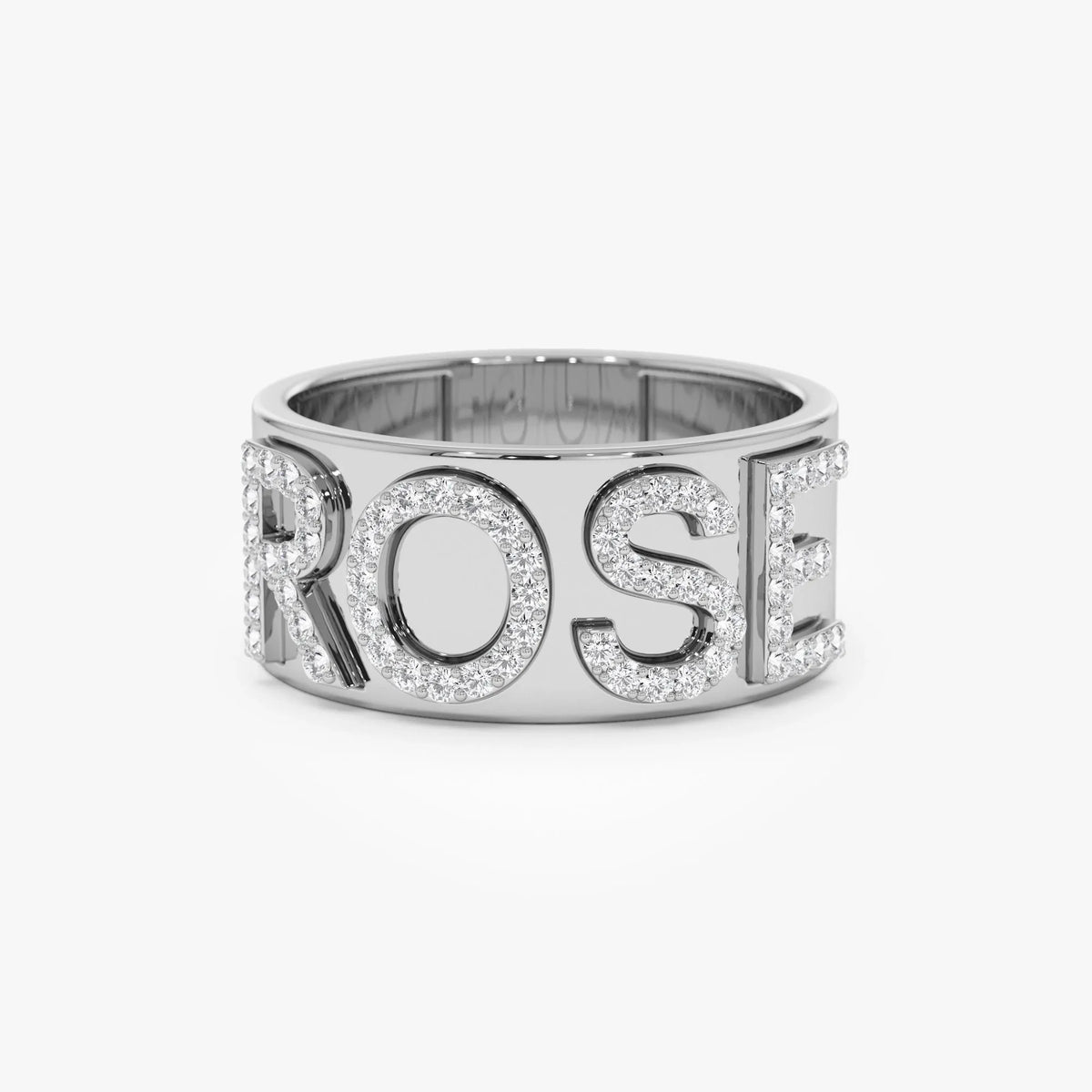 14K Solid Gold Diamond Chunky Name Band Ring Personalized Custom Jewelry