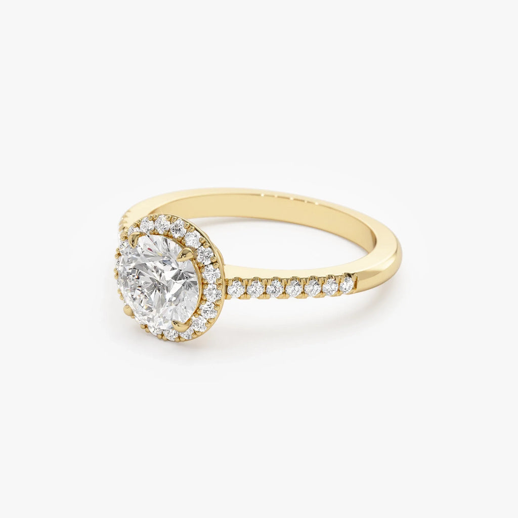 14K Gold 1.25 ctw Lab Grown Diamond Round Brilliant Aria Halo Engagement Ring