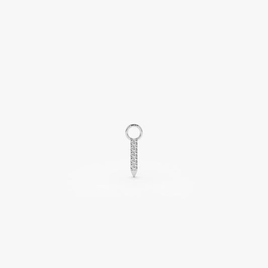 14k Gold Diamond Spike Hoop Earring Charm 0.04 ctw