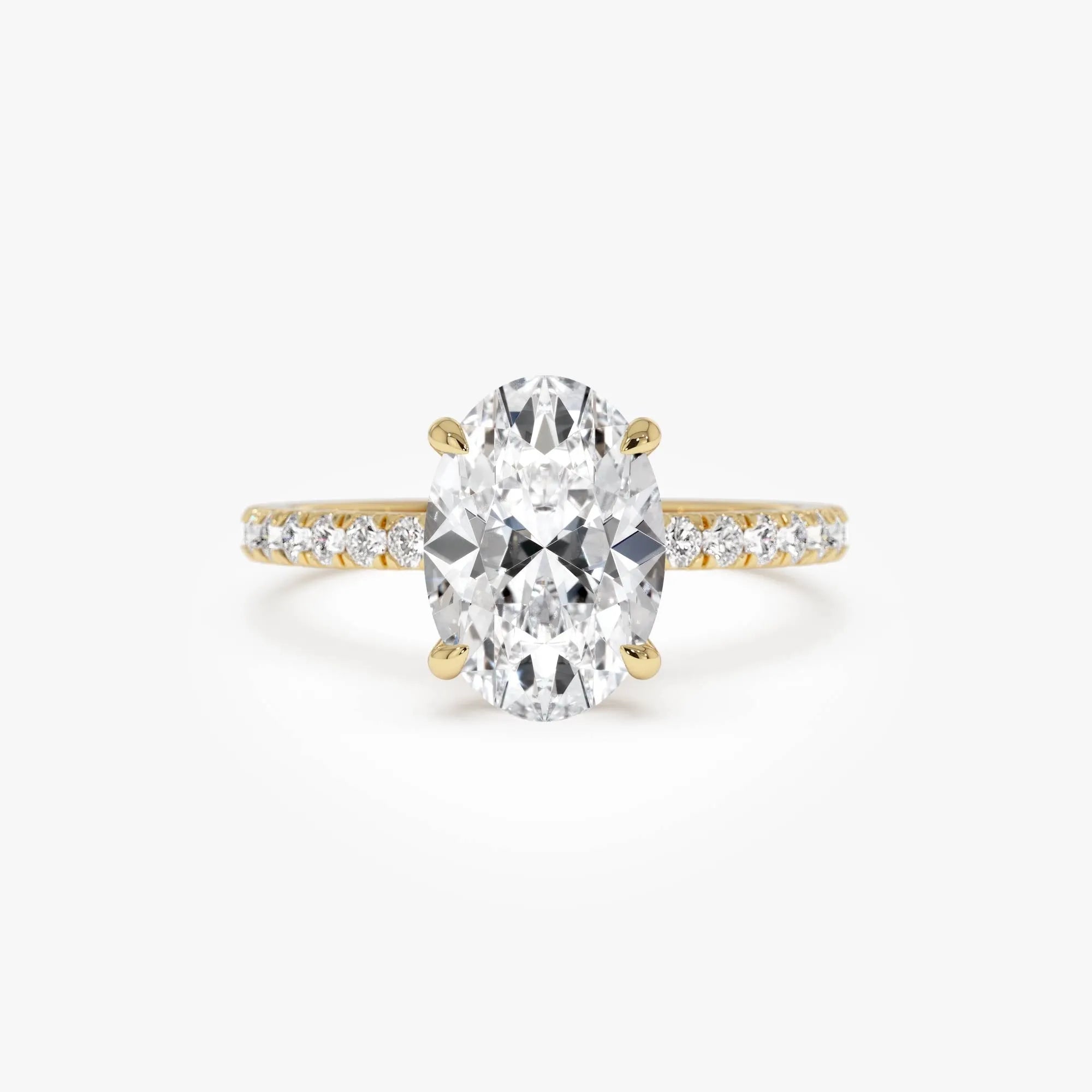 14k Gold Lab Grown Diamond Oval Cut Engagement Ring Hidden Halo Pavé 2.40 ctw IGI Certified Vivara