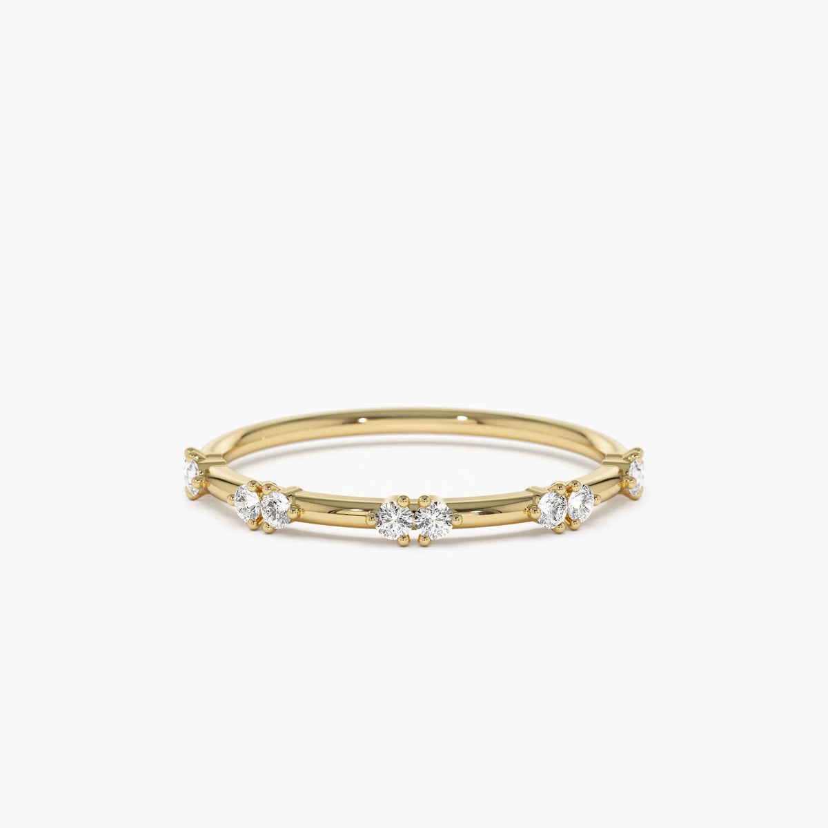 14k Solid Gold Round Diamond Stacking Wedding Band 0.16ctw Prong Setting