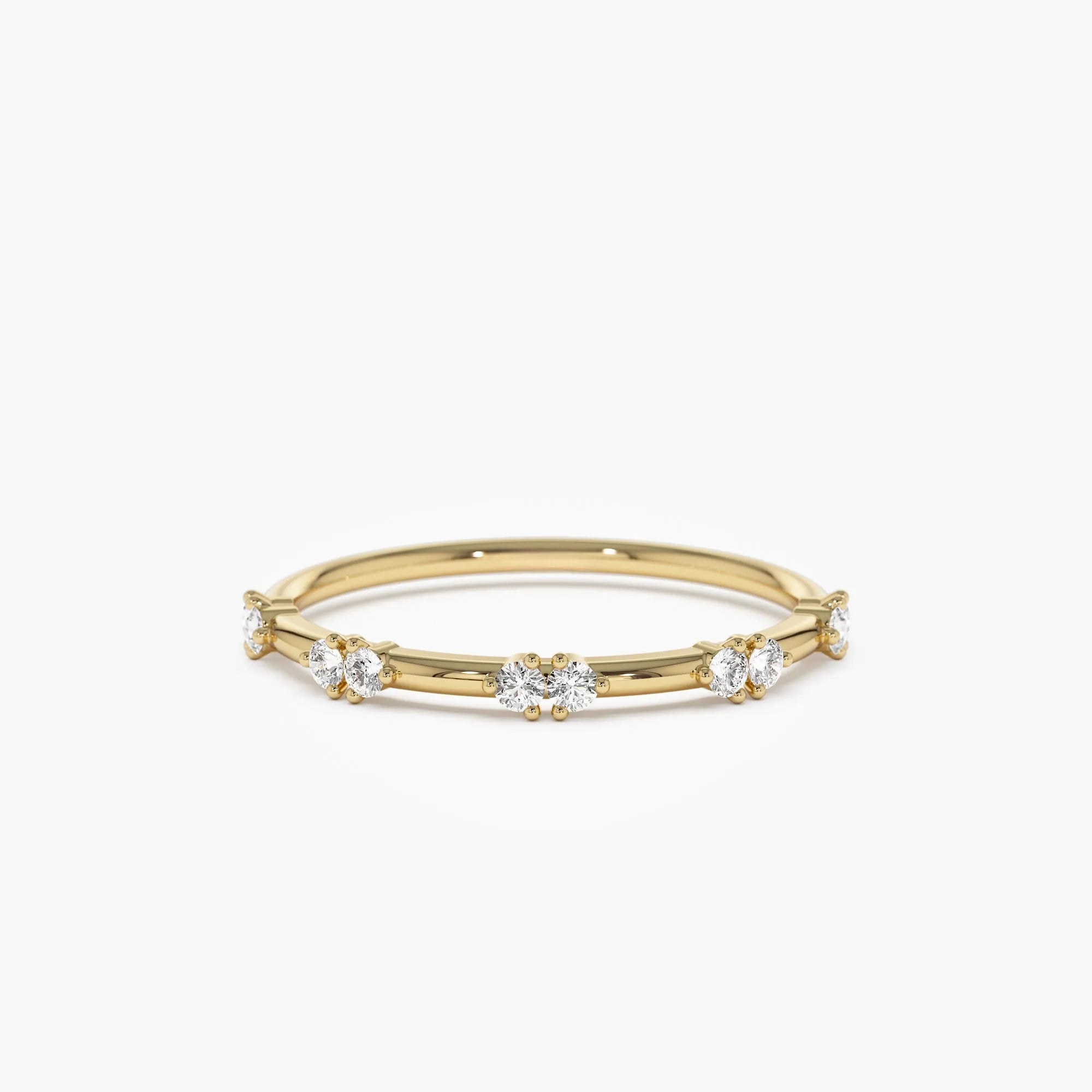 14k Solid Gold Round Diamond Stacking Wedding Band 0.16ctw Prong Setting