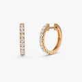 14k Gold Diamond Round Cut Huggie Earrings 0.35 ctw