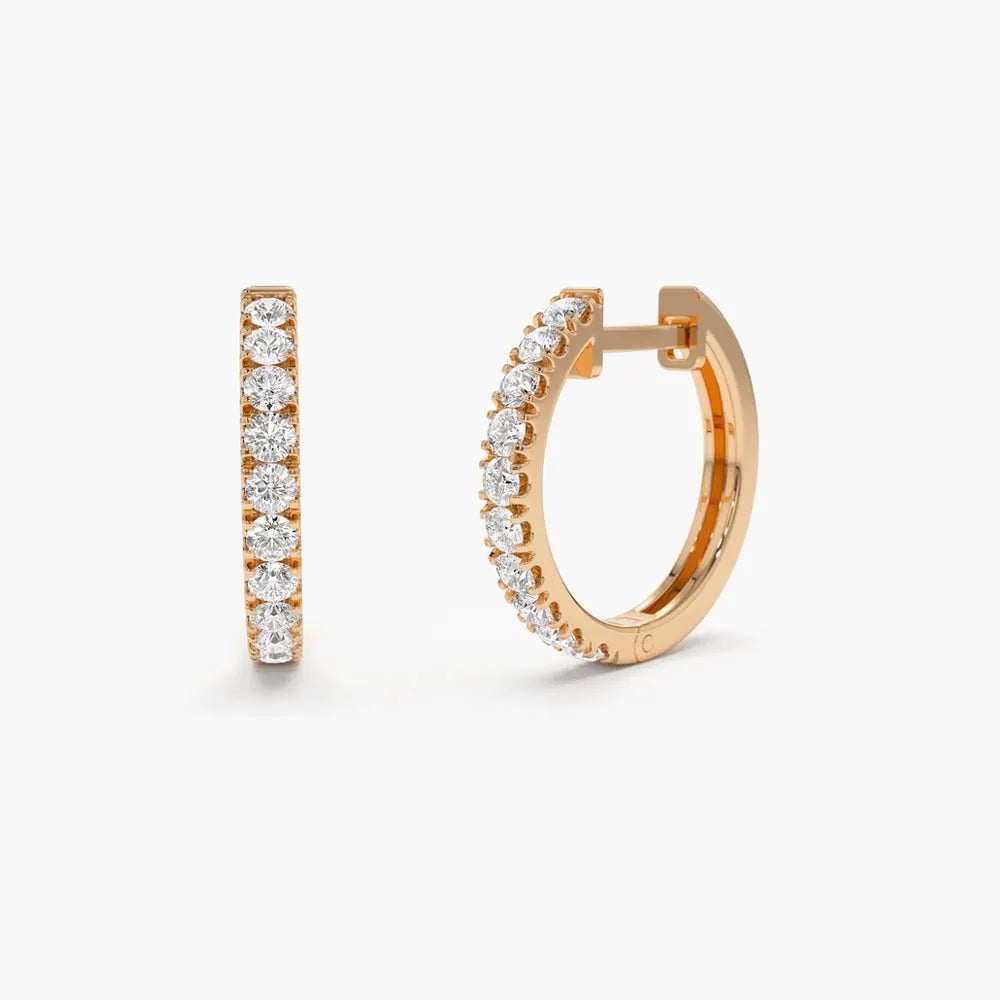 14k Gold Diamond Round Cut Huggie Earrings 0.35 ctw