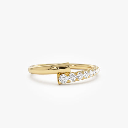 14k Gold 0.23ctw Round Diamond Pave Bypass Ring