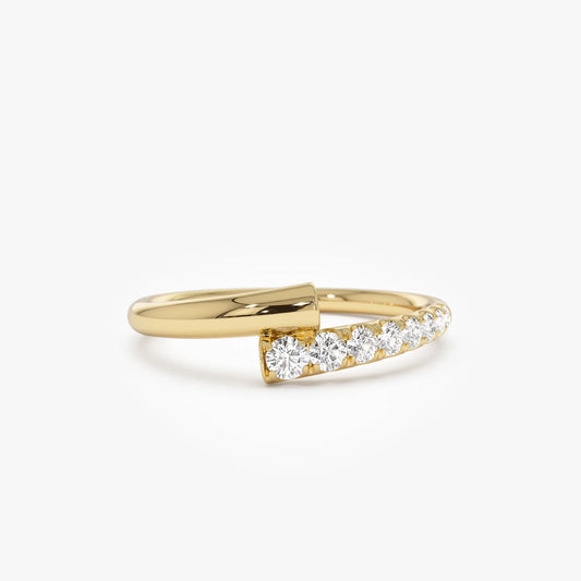 14k Gold 0.23ctw Round Diamond Pave Bypass Ring