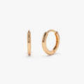 14k Solid Gold Plain Mini Small Huggie Hoop Earrings