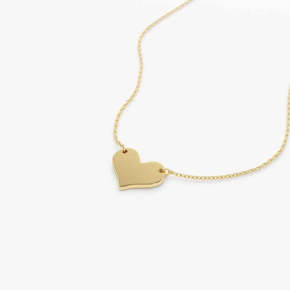 14k Solid Gold Heart Pendant Necklace Minimalist Style