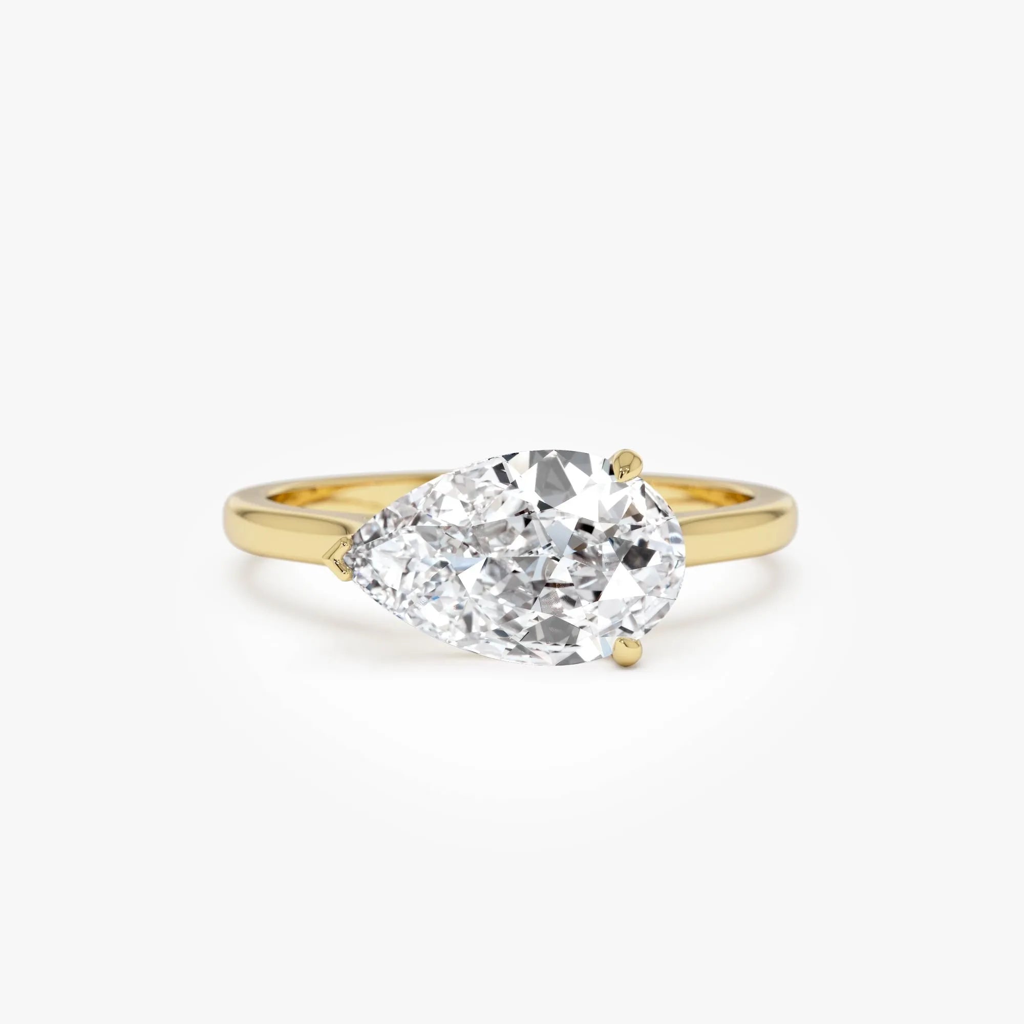 14k Gold 1 Carat Pear Lab Grown Diamond East-West Set Ring Daria
